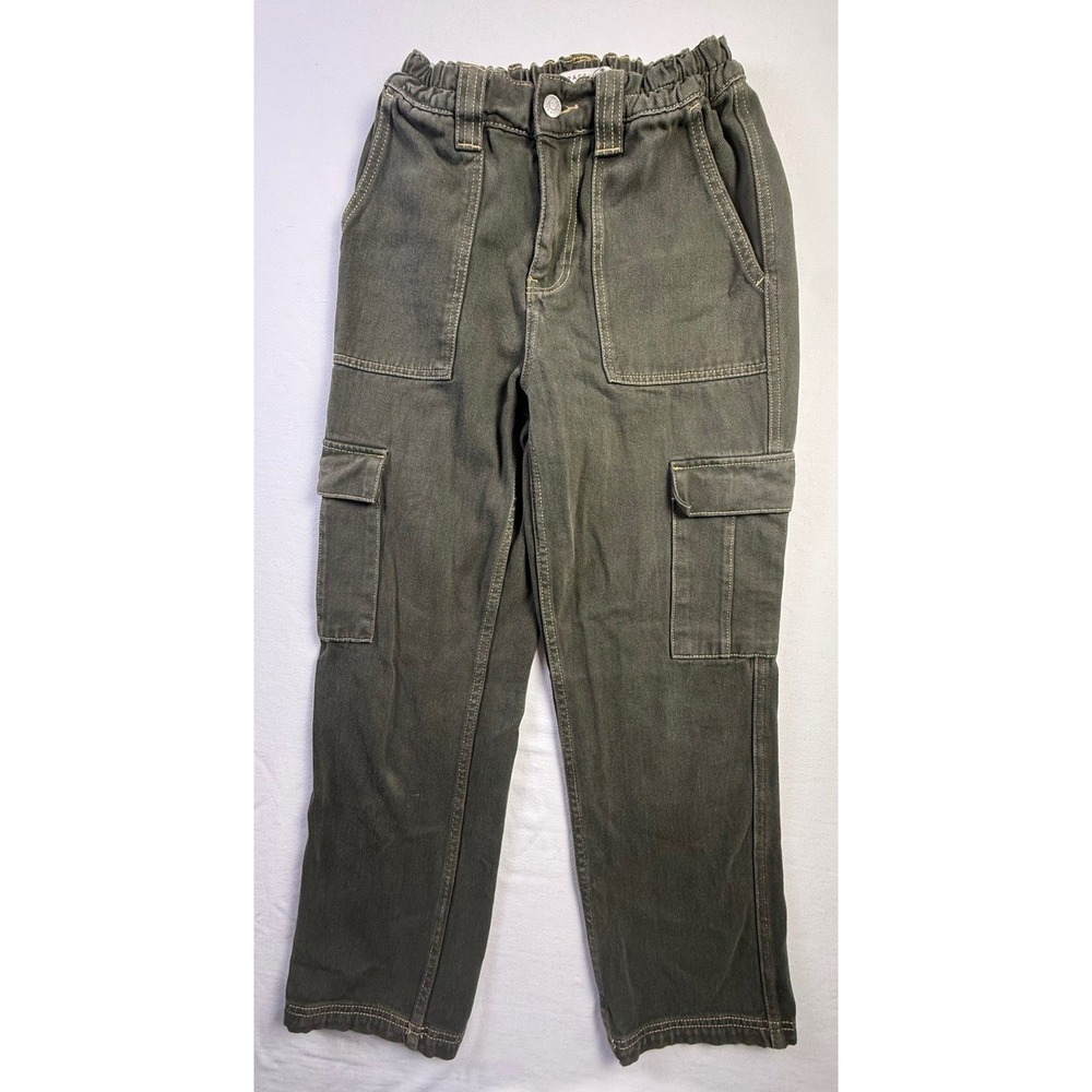 PacSun Womens Olive Green Cotton Denim Cargo Pants Elastic Waist Size S-2656